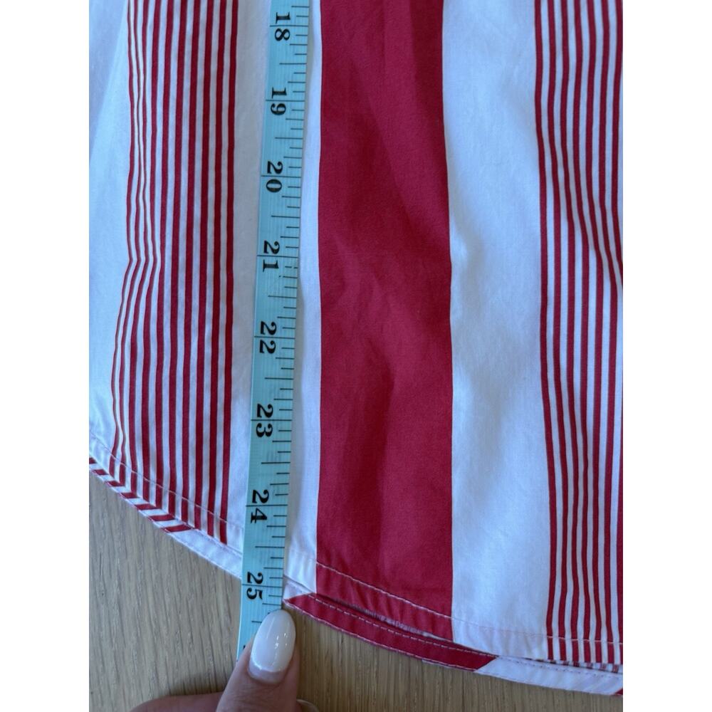 NWT J.Crew Button-Front Poplin Tunic in a red and white stripe pattern XS 2249 - Picture 7 of 9